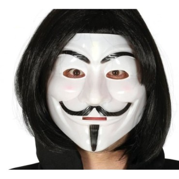 Siyah Renk Kısa Saç ve V For Vendetta Maskesi