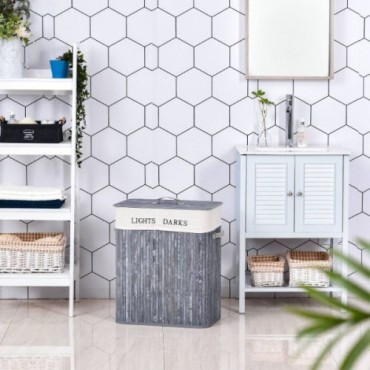 DecoHandy Bölmeli Bambu Kirli Sepeti