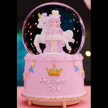 Unicorn ve Sevimli Kız Kar Küresi Büyük Boy