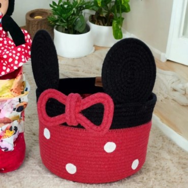 Decohandy Handmade Mickey Jüt Sepet Oyuncak Organizeri 