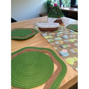 Decohandy Handmade Jüt 8 Parça Kaktüs Supla Seti