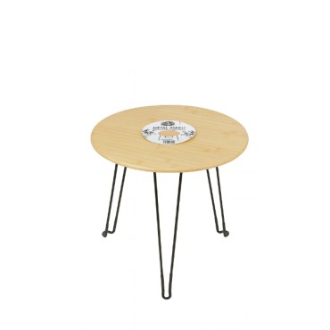 Bambu Metal Ayaklı Katlanabilir Yuvarlak Masa - 44.5 x 46 x 1.5 Cm