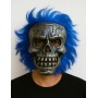Wild Skull - Gümüş Kafatası Mavi Saçlı İskelet Maske