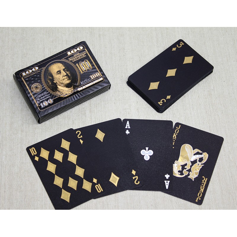 Altın Dolar Tasarımlı Siyah İskambil Oyun Kartı 