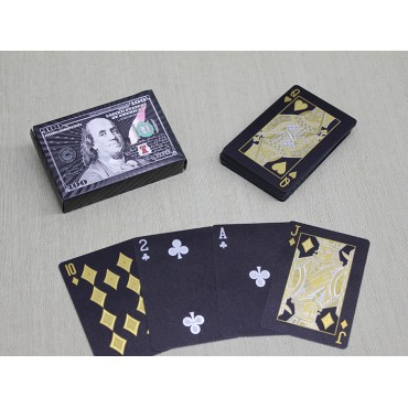 Gümüş Dolar Tasarımlı Siyah İskambil Oyun Kartı  Gümüş Dolar Tasarımlı Siyah İskambil Oyun Kartı