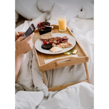 Bambu Kulplu Ayaklı Keyif Tepsisi 