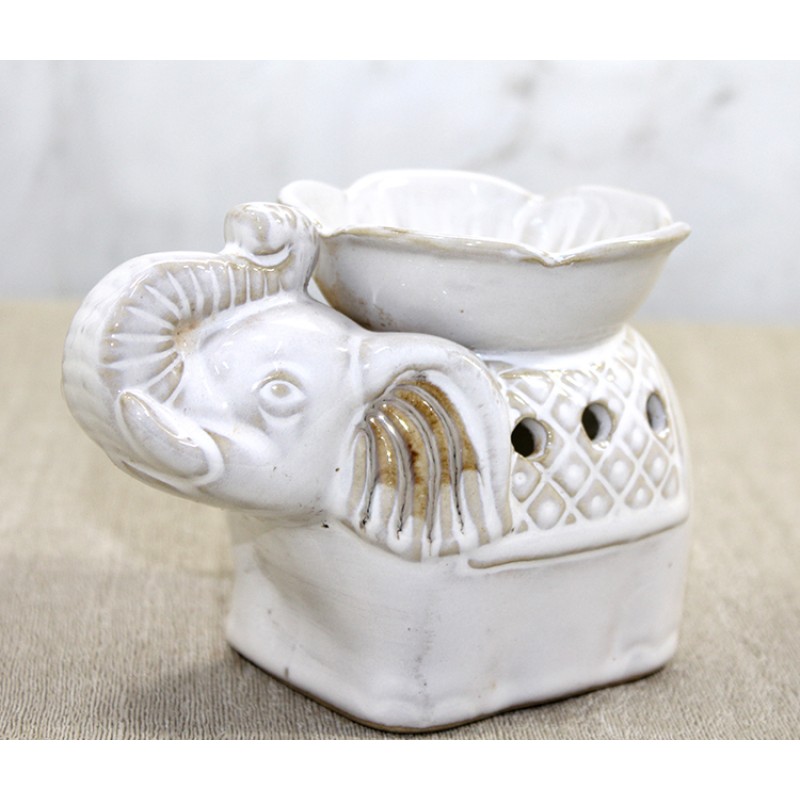 Beyaz Seramik Filli Buhurdanlık 