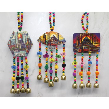 İstanbul Temalı Renkli Boncuklu Asmalı Rüzgar Çanı